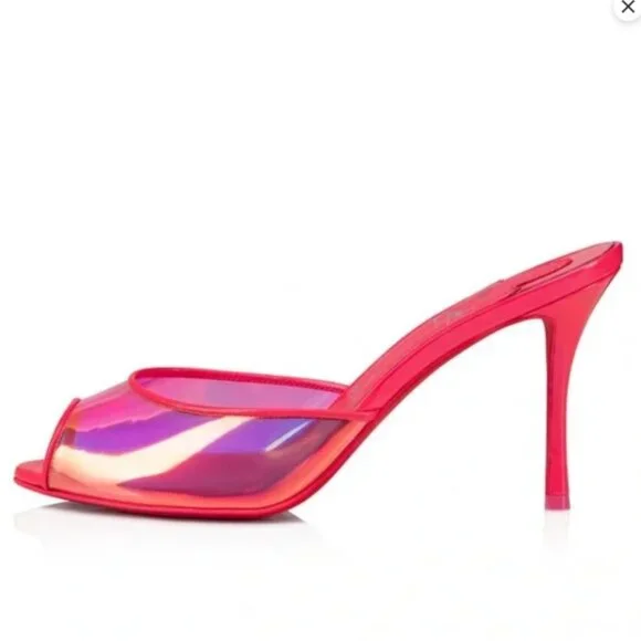 CHRISTIAN LOUBOUTIN Me Dolly 85 Patent-leather Trimmed Iridescent TPU Mules - Picture 4 of 8